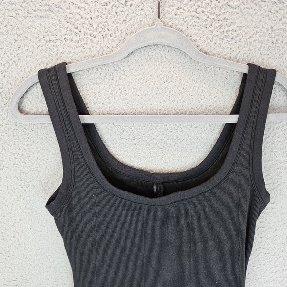 Skims Romper Womens Sz Black Med Ribbed Tank Shorts Bodysuit Minimalist Capsule - Picture 2 of 11